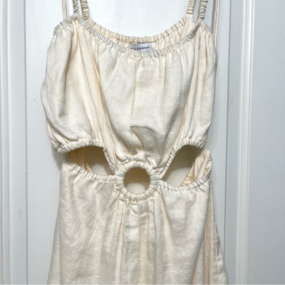 Anthropologie Faithful The Brand Zuma Linen Cut-Out Mini Dress in Shell Size 10 - Picture 9 of 16